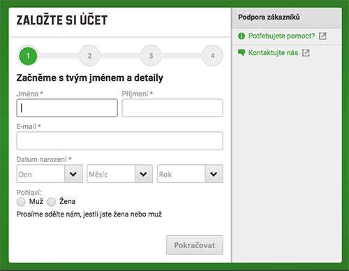 Registrácia na Unibet
